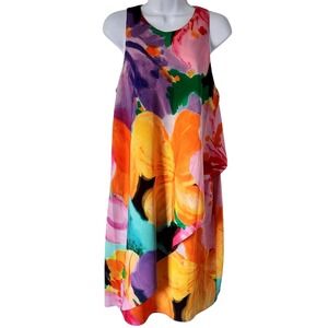 Lauren Ralph Lauren Dress Floral Print Crepe Shift Size 10 Sleeveless Lined NWT‎